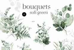 SOFT GREEN watercolor foliage