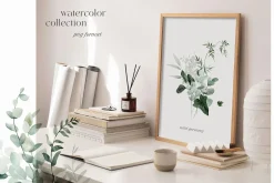 SOFT GREEN watercolor foliage