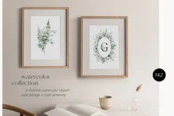 SOFT GREEN watercolor foliage