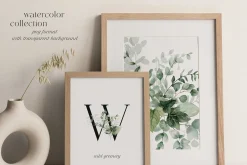 SOFT GREEN watercolor foliage