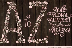 Soft Pink Floral Alphabet Vectors