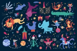Space circus. Graphic set