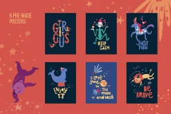 Space circus. Graphic set
