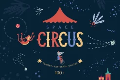 Space circus. Graphic set