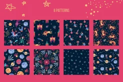 Space circus. Graphic set