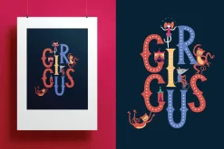 Space circus. Graphic set