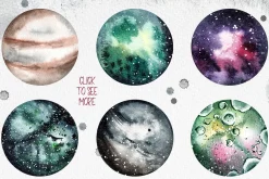 Space Travel - watercolor collection
