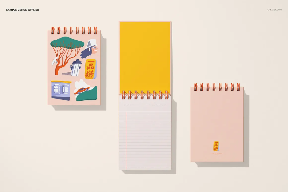 Spiral Ring Flip Top Notebook Mockup