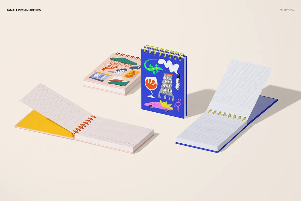Spiral Ring Flip Top Notebook Mockup