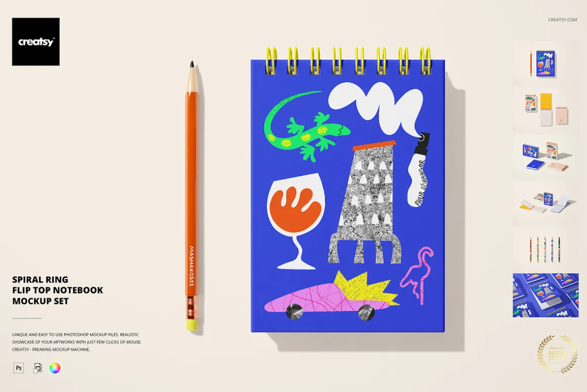 Spiral Ring Flip Top Notebook Mockup