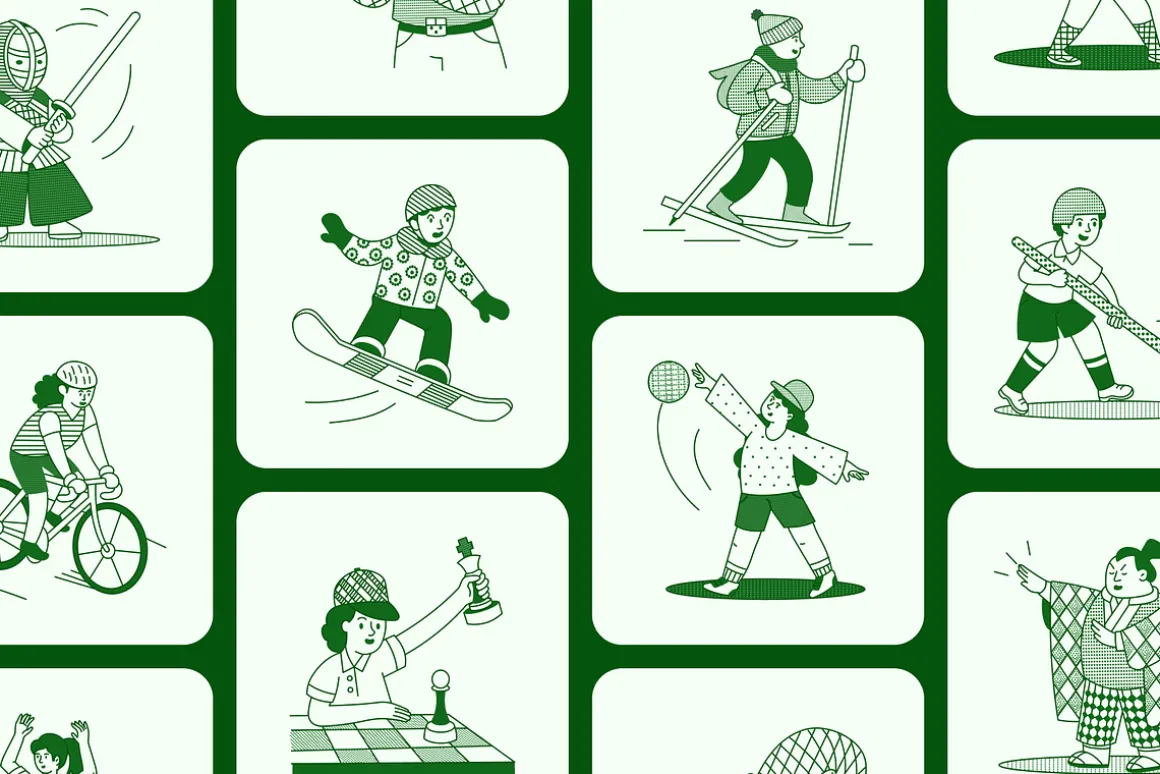 Sports Illustration Art Set