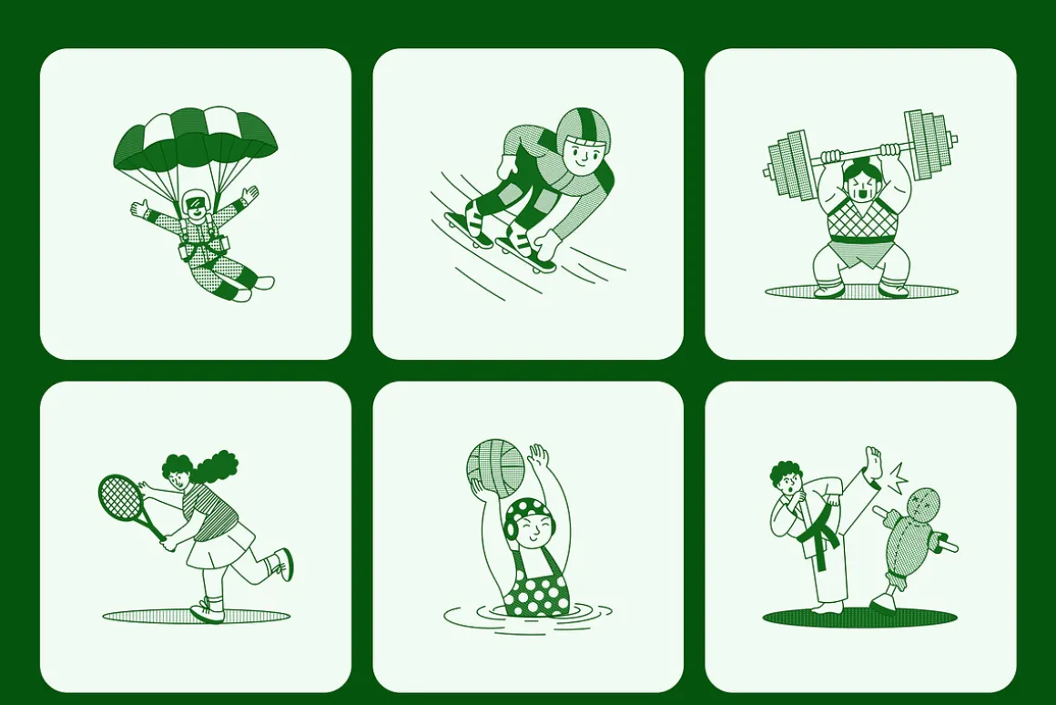 Sports Illustration Art Set
