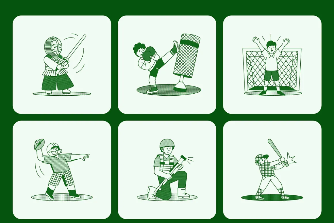 Sports Illustration Art Set