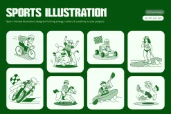 Sports Illustration Art Set