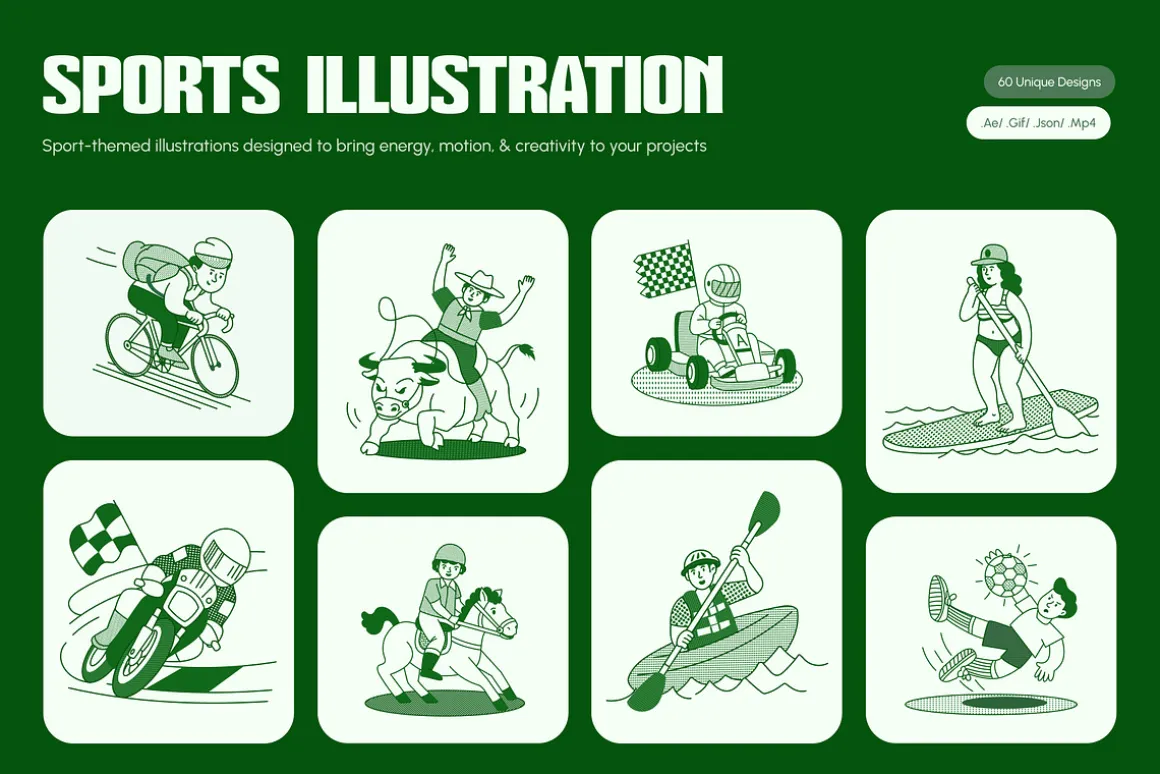 Sports Illustration Art Set