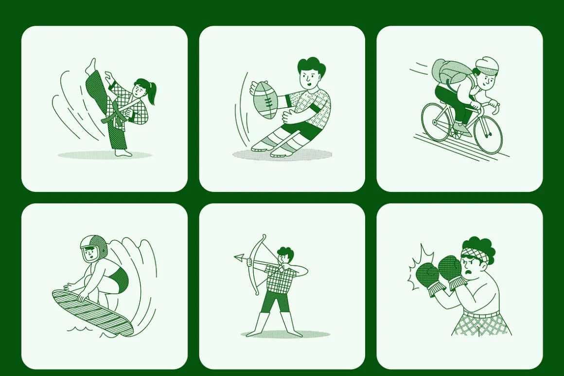 Sports Illustration Art Set