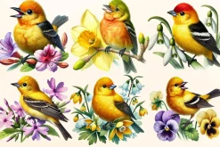 Spring American Goldfinch Clipart