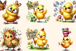 Spring Chick Sublimation Clipart