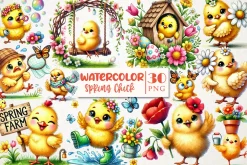 Spring Chick Sublimation Clipart