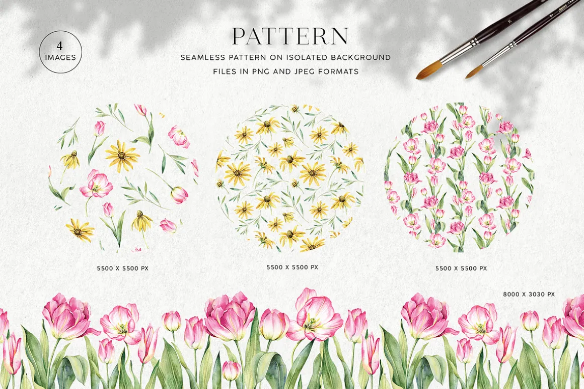 Spring Flora watercolor collection