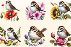Spring Sparrow Bird Clipart