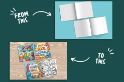 Square book cover and pages mockup