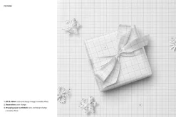 Square Gift on Wrapping Paper Mockup