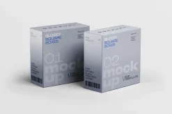 Square Box Packaging Mockup Set
