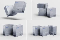 Square Box Packaging Mockup Set