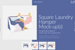 Square Laundry Hamper Mock-ups Set