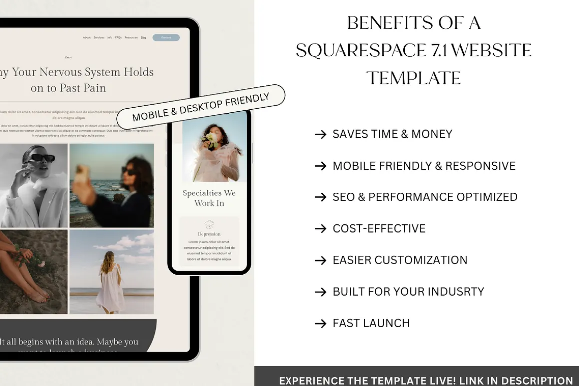 Squarespace Website Template Blue