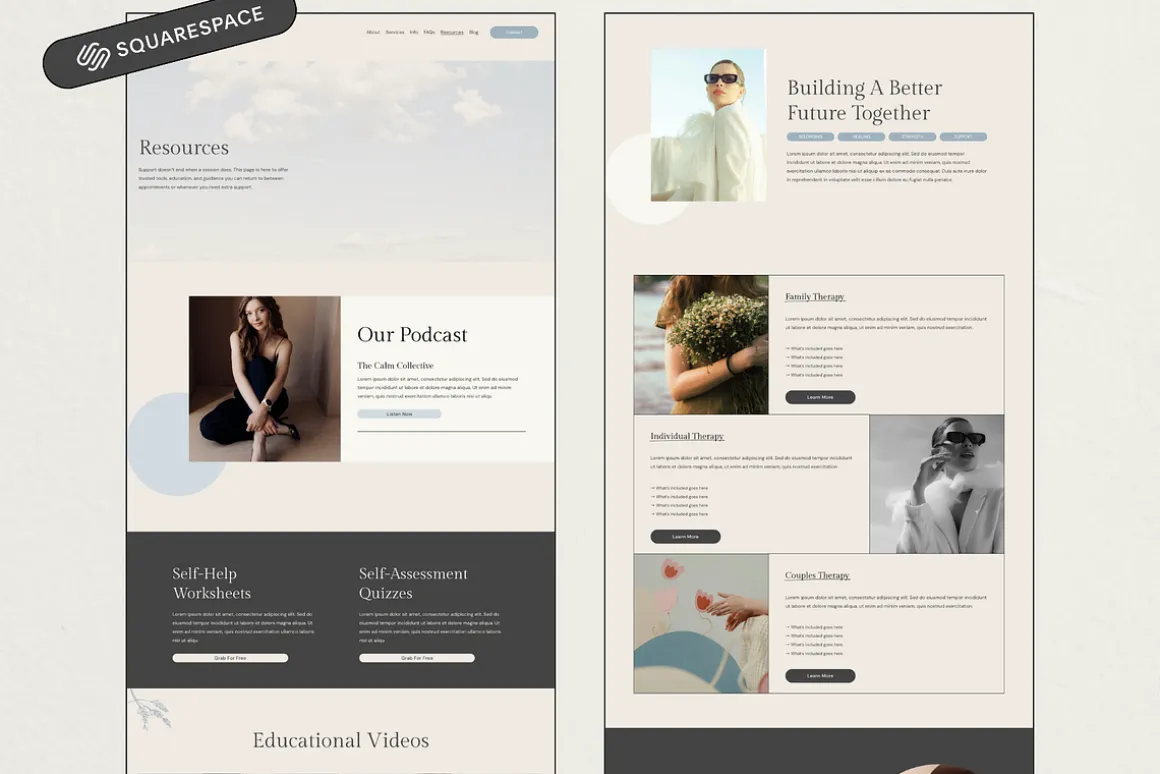 Squarespace Website Template Blue
