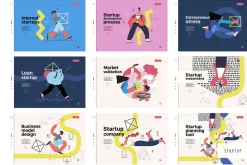 Startups flat vector illustrations