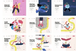 Startups flat vector illustrations