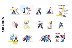 Startups flat vector illustrations
