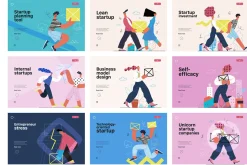 Startups flat vector illustrations