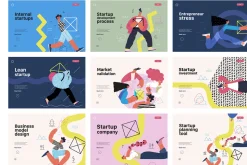 Startups flat vector illustrations