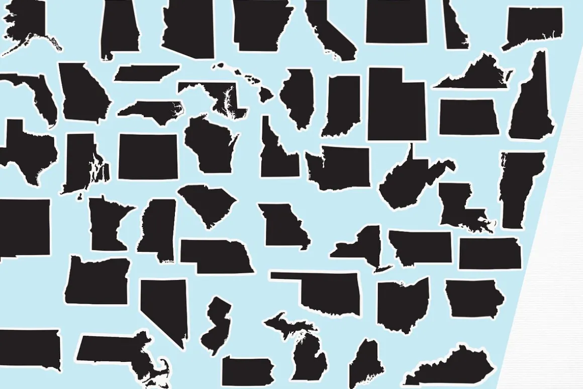 50 States Stickers | Black Designs