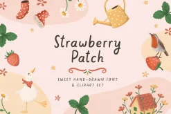 Strawberry Patch - Font & Clipart