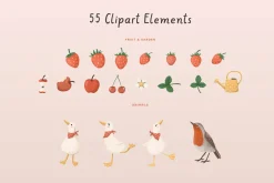 Strawberry Patch - Font & Clipart