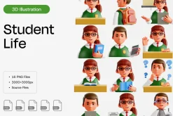 Student Life 3D Icon Set
