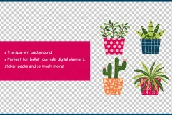 Stylized Potted Plants Clipart Set
