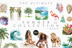 Summer & Jungle Beach Watercolor