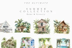 Summer & Jungle Beach Watercolor