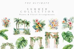 Summer & Jungle Beach Watercolor