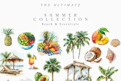 Summer & Jungle Beach Watercolor