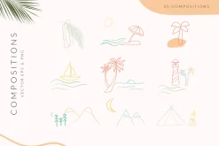 Summer Line Art Handdrawn Icons