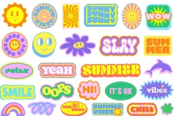 50 SUMMER STICKERS VECTOR SET