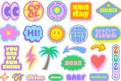 50 SUMMER STICKERS VECTOR SET