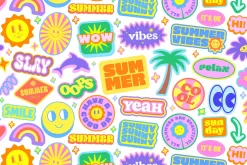 50 SUMMER STICKERS VECTOR SET